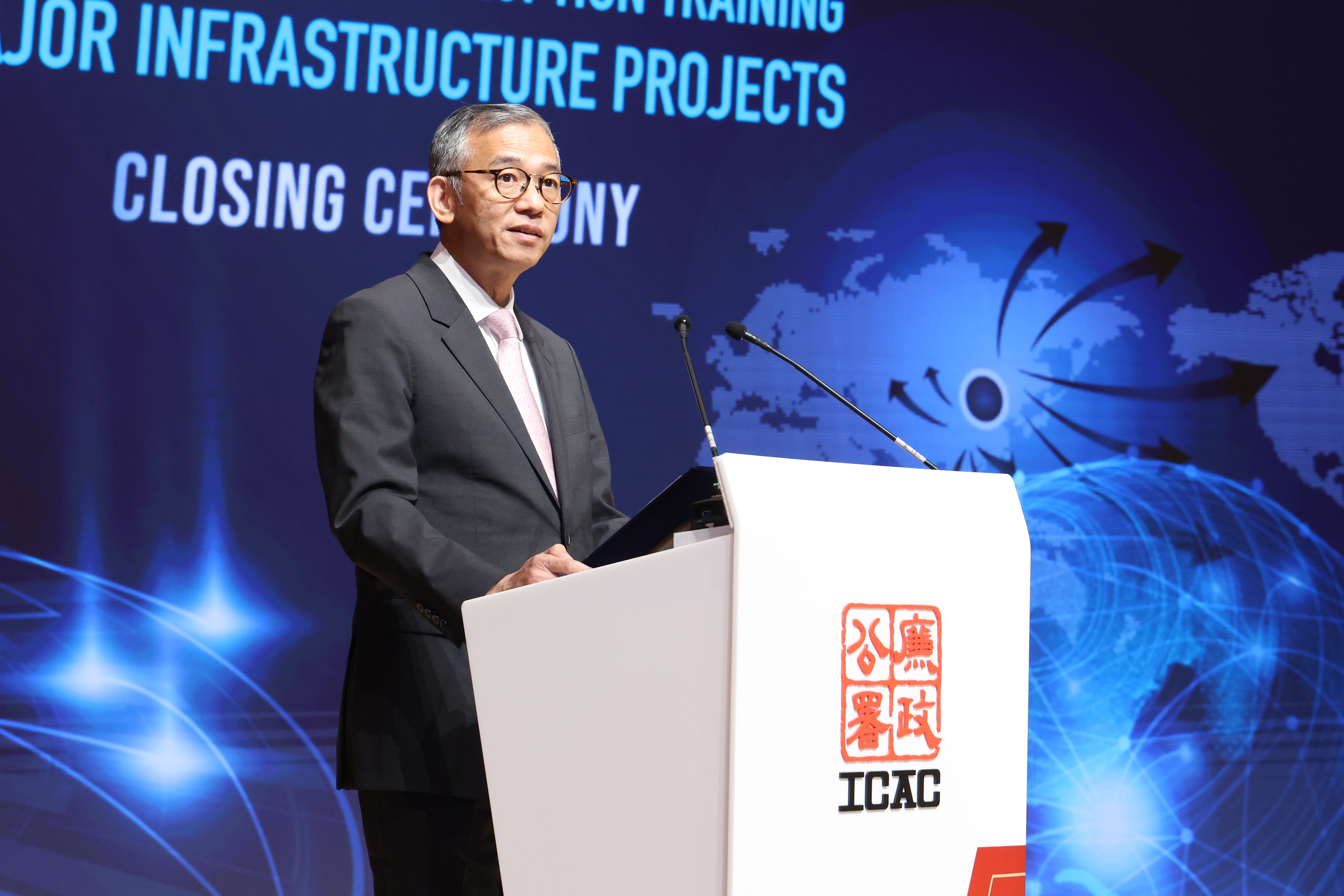 ICAC Commissioner Mr Woo Ying-ming says that the course aims to share with overseas counterparts the successful anti-corruption experience in leveraging innovative technology in mega construction projects.