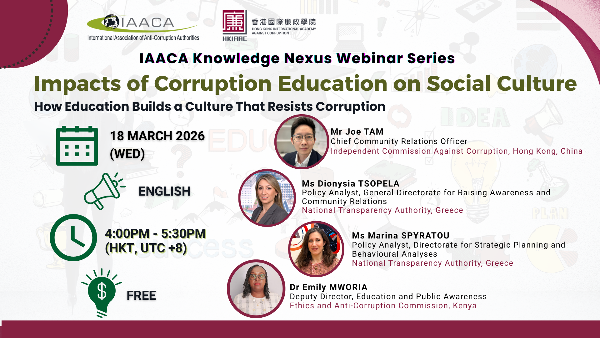 IAACA Knowledge Nexus Webinar Series Impacts of Corruption Education on Social Culture