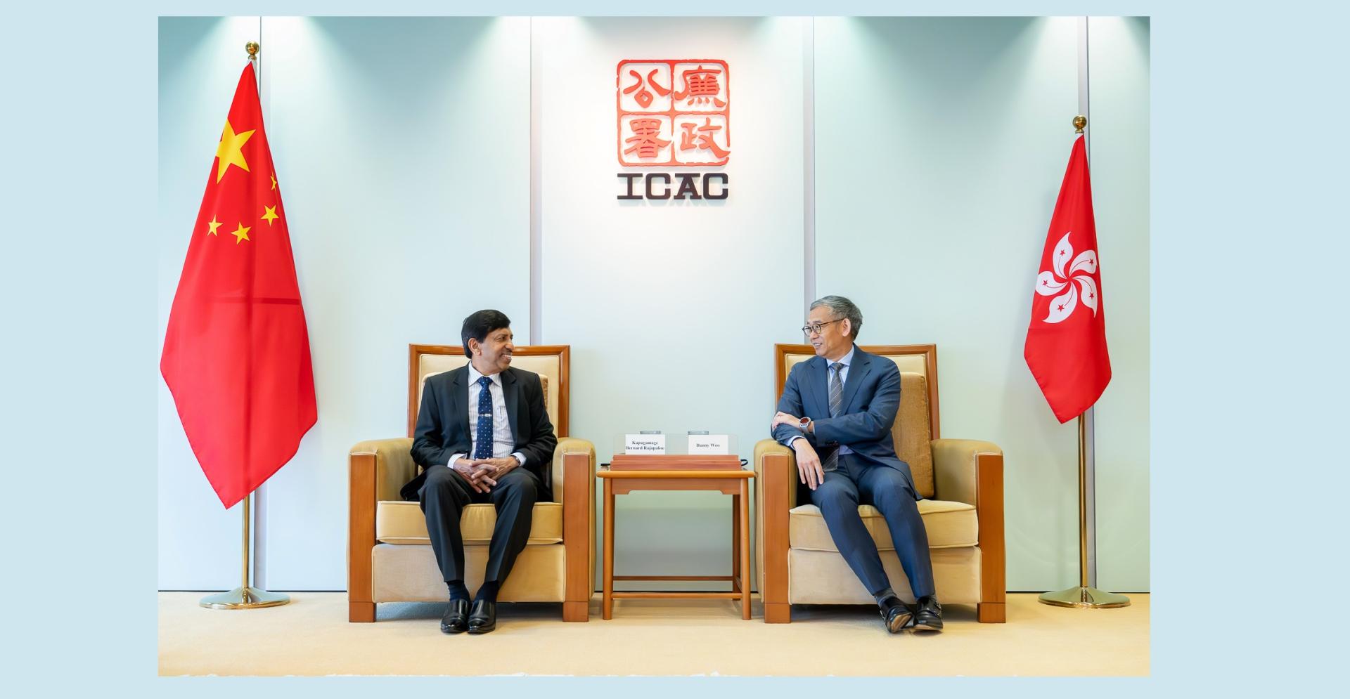 The ICAC Comissioner welcomes the delegation of CIABOC, Sri Lanka arriving Hong Kong to exchange anti-corruption experiences